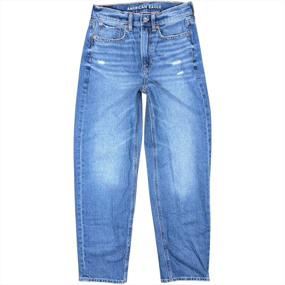 American Eagle Strigid Super High Rise Baggy Straight Jeans Women’s 00 Short